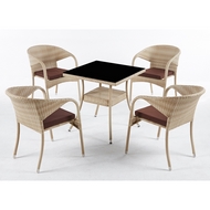 Обеденная группа из искусственного ротанга Вайнхейвен 80х80 и 4 кресла Греция (wood)