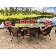 Обеденная группа из искусственного ротанга Кросс Мэдисон ( диван и 5 кресел) Бордовый