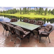 Обеденная группа из искусственного ротанга Кросс Мэдисон New на 8 персон Премиум Коричневый