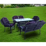 Обеденная группа из искусственного ротанга Мэдисон (Medison) New Family Set Premium brown (коричневые подушки)