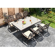 Обеденная группа из литого алюминия стол Древний путь (185х100) и 6 кресел Джунген (7 предметов)