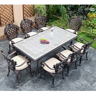 Обеденная группа из литого алюминия стол Древний путь (185х100) и 8 кресел Финляндия (9 предметов)