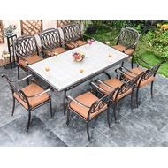 Обеденная группа из литого алюминия стол Древний путь (185х100) и 8 кресел Опус (9 предметов)