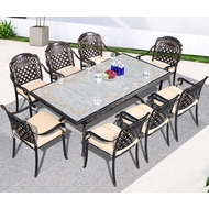 Обеденная группа из литого алюминия стол Древний путь (185х100) и 8 кресел Вулкан-2 (9 предметов)