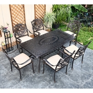 Обеденная группа из литого алюминия стол Вулкан-2 (175х90) и 6 кресел Джунген (7 предметов)