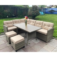 Обеденная группа из ротанга Албания и 2 пуфика Уилтшир