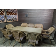 Обеденная группа из искусственного ротанга Кросс Мэдисон на 8 персон с подушками на сиденье