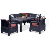 Обеденная группа под иск.ротанг Yalta Large Maxi Set (бордовые подушки) с подушками на спинку