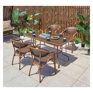 Обеденная группа стол из иск.ротанга 80x150 Бамбук (Bamboo) и 4 кресла Бамбук-2 (Bamboo-2)