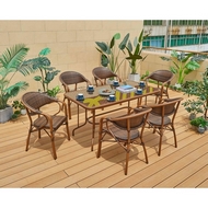 Обеденная группа стол из иск.ротанга 80x150 Бамбук (Bamboo) и 6 Кресел Бамбук-2 (Bamboo-2)