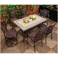 Обеденная группа из литого алюминия Стол с керамикой Димикс (Dimix) 160x90 и 4 кресла Герлен (Gerlen) и 2 кресла с поворотом Герлен (Gerlen) (7 предметов)