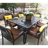 Обеденная группа из литого алюминия стол Феникс (Fenix) 150x90 бронза и 6 кресел Вулкан (Volcano)