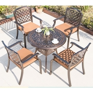 Обеденная группа из литого алюминия стол Феникс (Fenix) D90 и 4 кресла Бостон (Boston)