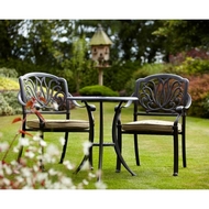 Обеденная группа из литого алюминия стол Винтаж (Vintage) D80 и 2 кресла Феникс (Fenix) бронза