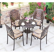 Обеденная группа из литого алюминия стол Винтаж (Vintage) D80 и 4 кресла Вулкан-2 (Volcano-2)