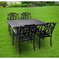 Обеденная группа из литого алюминия стол Вулкан (Volcano) 150х90 и 4 кресла Миранда