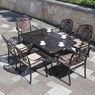 Обеденная группа из литого алюминия стол Вулкан-2 (Volcano-2) 146X80 и 6 кресел Гуерлайн (Guerlain) 7 предметов