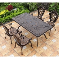 Обеденная группа из литого алюминия стол Вулкан-2 (Volcano-2) 146x80 и 4 кресла Финляндия-4 (Finland-4) 5 предметов