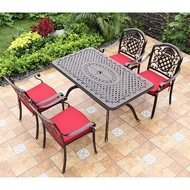 Обеденная группа из литого алюминия стол Вулкан-2 (Volcano-2) 146x80 и 4 кресла Гуерлайн (Guerlain) 5 предметов