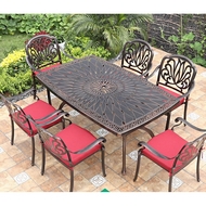 Обеденная группа из литого алюминия стол овальный Адонис (Adonis) 162х102 и 6 кресел Феникс (Fenix)