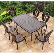 Обеденная группа из литого алюминия стол овальный Адонис (Adonis) 162х102 и 6 кресел Финляндия-4 (Finland-4)