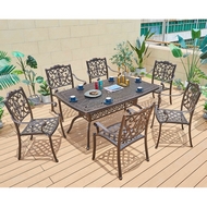 Обеденная группа из литого алюминия стол овальный Адонис (Adonis) 162х102 и 6 кресел Флоренс (Florence)