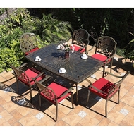 Обеденная группа из литого алюминия стол овальный Адонис (Adonis) 162х102 и 6 кресел Гуерлайн (Guerlain)