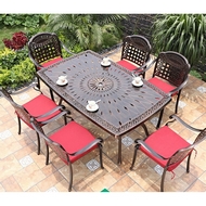 Обеденная группа из литого алюминия стол овальный Адонис (Adonis) 162х102 и 6 кресел Вулкан (Volcano)