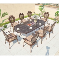 Обеденная группа из литого алюминия стол овальный Вулкан (Volcano) 210x105 и 8 кресел Финляндия-4 (Finland-4)