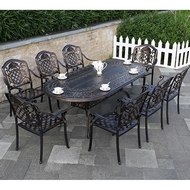Обеденная группа из литого алюминия стол овальный Вулкан (Volcano) 210x105 и 8 кресел Гуерлайн (Guerlain)