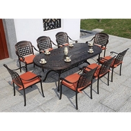 Обеденная группа из литого алюминия стол овальный Вулкан (Volcano) 210x105 и 8 кресел Вулкан (Volcano)