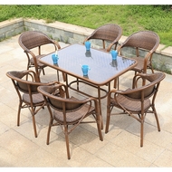 Обеденная группа стол алюминиевый прямоугольный 80x120 Бамбук (Bamboo) и 6 Кресел Бамбук-2 (Bamboo-2)