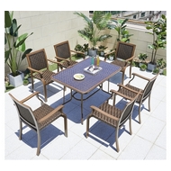 Обеденная группа стол из иск.ротанга 80x120 Бамбук (Bamboo) и 6 Кресел Бамбук-3 (Bamboo-3)