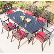 Обеденная группа из литого алюминия стол Трансформер (Transformer) 180-240x90 и 6 кресел Бостон (Boston)