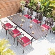 Обеденная группа из литого алюминия стол Трансформер (Transformer) 180-240x90 и 6 кресел Вулкан-2 (Volcano-2)