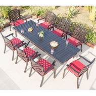 Обеденная группа из литого алюминия стол Трансформер (Transformer) 180-240x90 и 8 кресел Бостон (Boston)