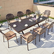 Обеденная группа из литого алюминия стол Трансформер (Transformer) 180-240x90 и 8 кресел Вулкан (Volcano)