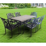 Обеденная мебель из литого алюминия стол Димикс (Dimix) 160х90 и 6 кресел Джунген (Jungen)