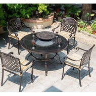 Обеденный комплект из литого алюминия стол Барбекю-4 (122 см) и 4 кресла Вулкан-2