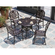 Обеденный комплект из литого алюминия стол Феникс (90 см) и 4 кресла Гуерлайн