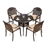 Обеденный комплект из литого алюминия стол Феникс (90 см) и 4 кресла Вулкан