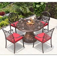 Обеденный комплект из литого алюминия стол Сандаловое дерево (118 см) и 4 кресла Феникс