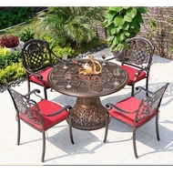 Обеденный комплект из литого алюминия стол Сандаловое дерево (118 см) и 4 кресла Гуерлайн