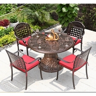 Обеденный комплект из литого алюминия стол Сандаловое дерево (118 см) и 4 кресла Вулкан