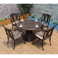 Обеденный комплект из литого алюминия стол Сандаловое дерево (118 см)