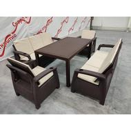 Обеденный комплект под иск.ротанг Yalta Family Maxi Set (бежевый/коричневый) с подушками на спинку