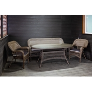 Обеденный комплект садовой мебели Мэдисон овальный стол и 3-х местный диван и 2 кресла с подушками на сиденье