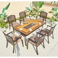 Обеденный комплект из литого алюминия стол Барбекю-1 (151,5x94x73 см) и 6 кресел Бостон (Boston)