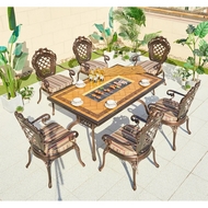 Обеденный комплект из литого алюминия стол Барбекю-1 (151,5x94x73 см) и 6 кресел Финляндия-4 (Finland-4)