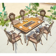 Обеденный комплект из литого алюминия стол Барбекю-1 (151,5x94x73 см) и 6 кресел Финляндия (Finland)